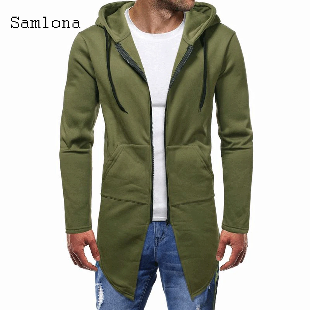 

Fashion 2020 Hoodies Mens Autumn New Sweatshirts Zip up Long Sleeve Sweatshirt Hooded Top European Minimalist Men Clothing Green