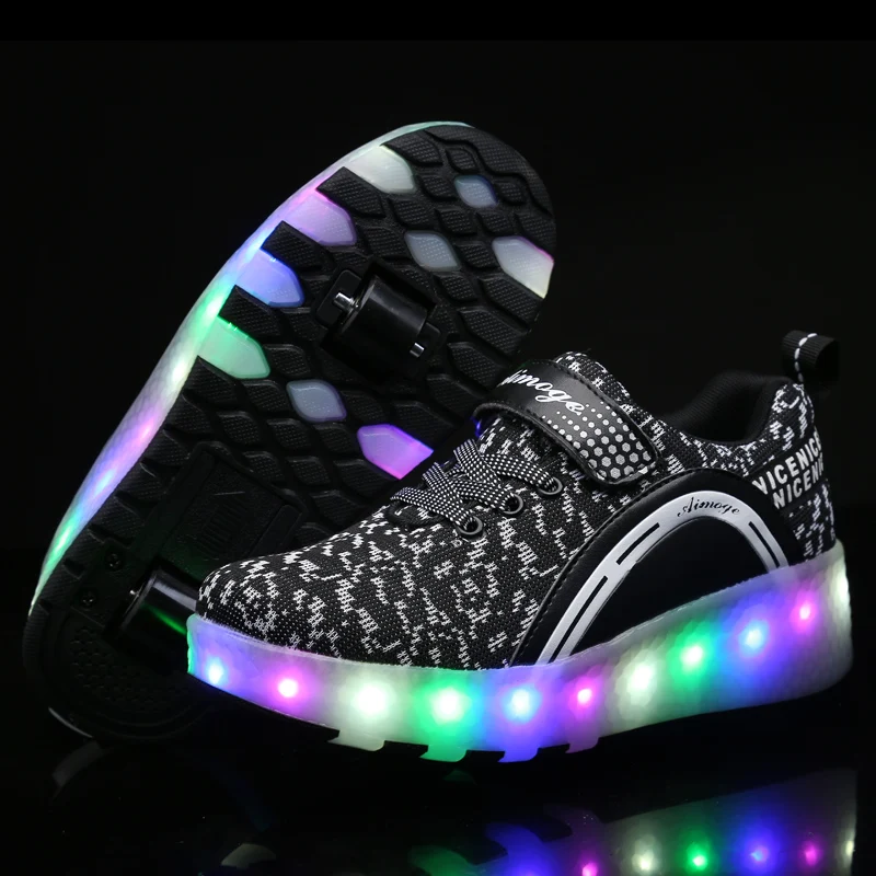 

Two Wheels Luminous Sneakers 2020 Led Light Roller Skate Shoes for Children Kids Led Shoes Boys Girls Shoes Light Up Unisex