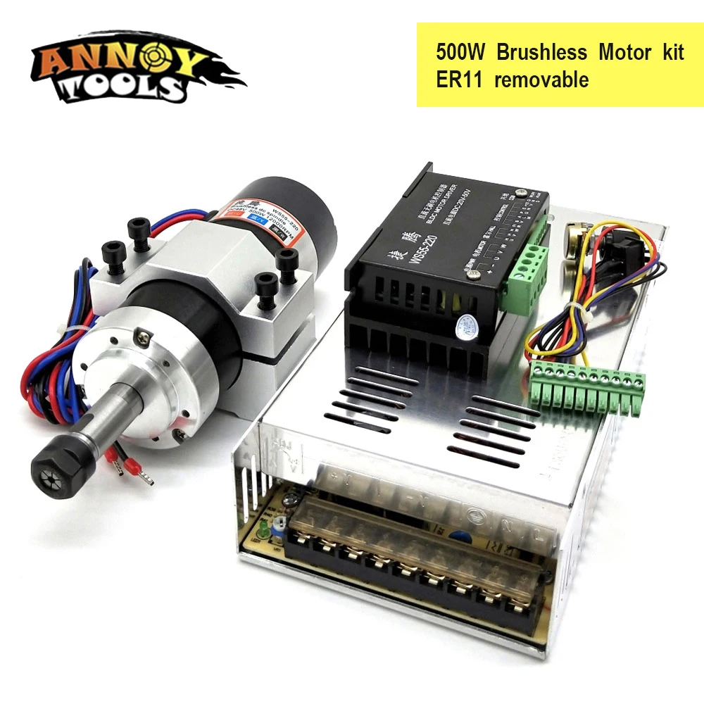 

500W Brushless Spindle 0.5KW Air Cooling Spindle Motor Extension Rod Shaft Integrated Motor for CNC Milling Machine