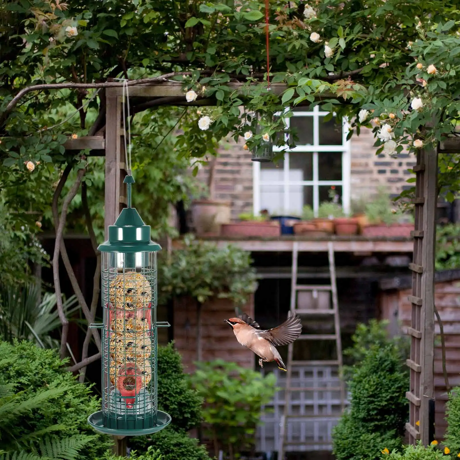 

1pc Iron Pet Bird Feeder Home Outdoor Hanging Mesh Feeding Portable Wild Birds Grease Ball Holder Feeder Garden Bird Supplies