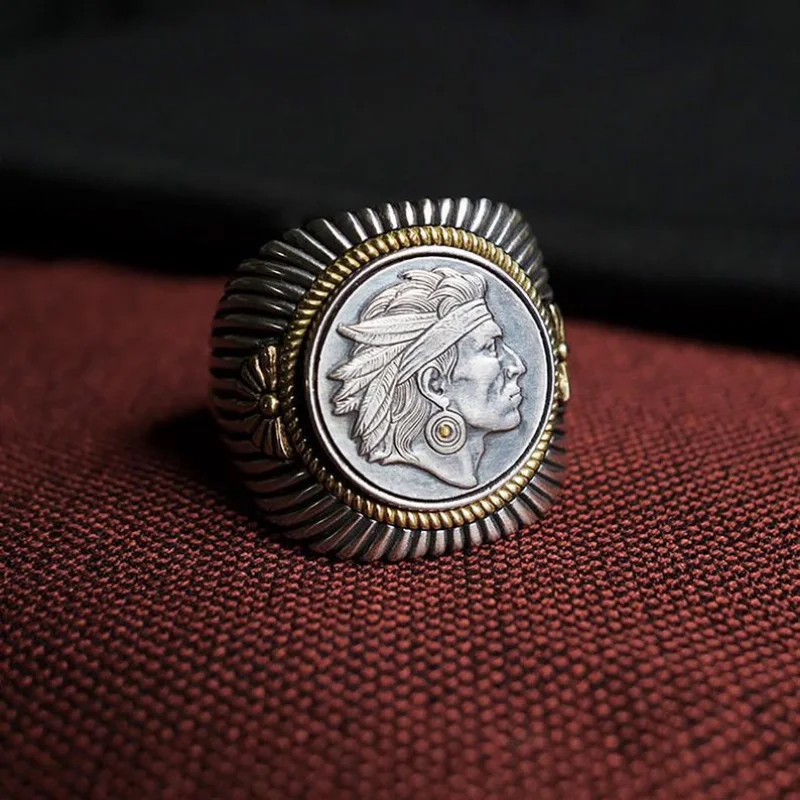 

Rings for Men Mens Jewellery Punk Accessories Rings Aestethic 2021 New Men's Two-color Ring Indian Head Personality Punk Jewelry
