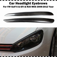 sport style carbon fiber front headlight eyelid covers trim eyebrows for vw golf 6 r20 gti mk6 2009 2012 cf styling 2 pieces