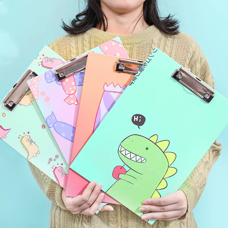 Dinosaur Drawing Clip Board Folder A4 Paper Clipboard Holder Hanging Plate Writing Pad Clamp Student Office Stationery Sketch | Канцтовары
