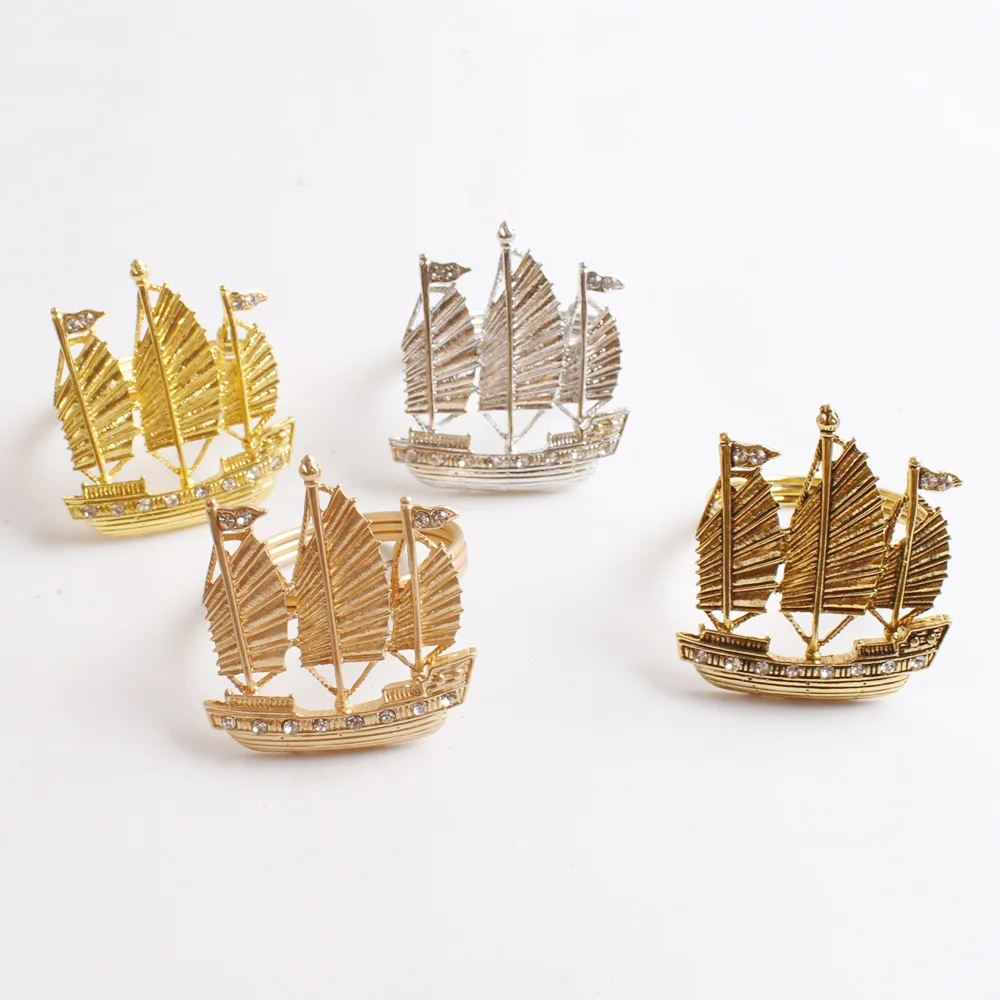 

10pcs/lot Wedding zinc alloy sailing napkin ring Home accessories boat napkin button paper towel ring