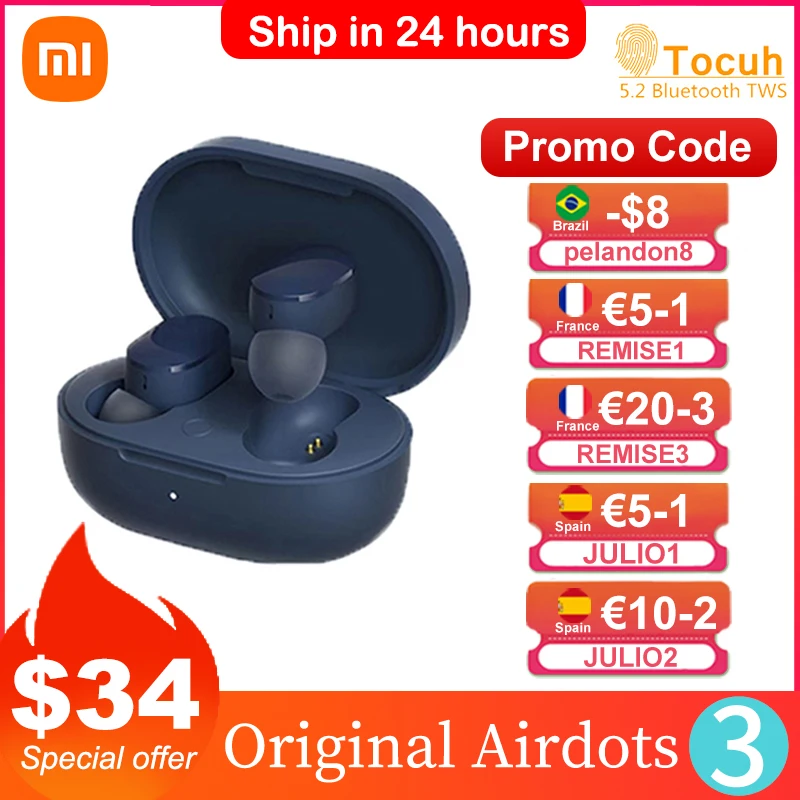 TWS наушники Xiaomi Redmi AirDots 3 Bluetooth 5 2 чип Qualcomm сенсорное управление|Наушники и