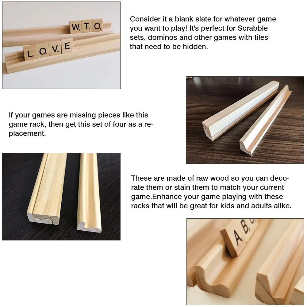 

4 Domino Trays Wooden Domino Racks Domino Holders For Domino Tiles Mexican Train Mahjong Kids Seniors Adults Professional Player