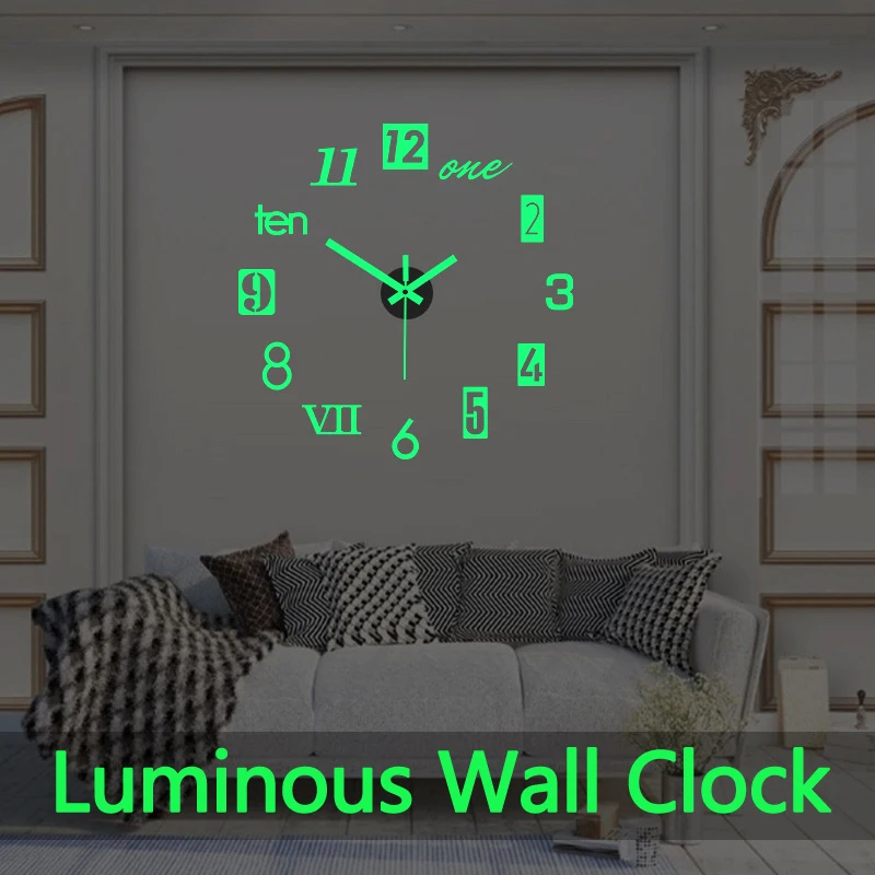 Светящиеся Настенные часы без тикания 3D акриловые ночные светильник ильники