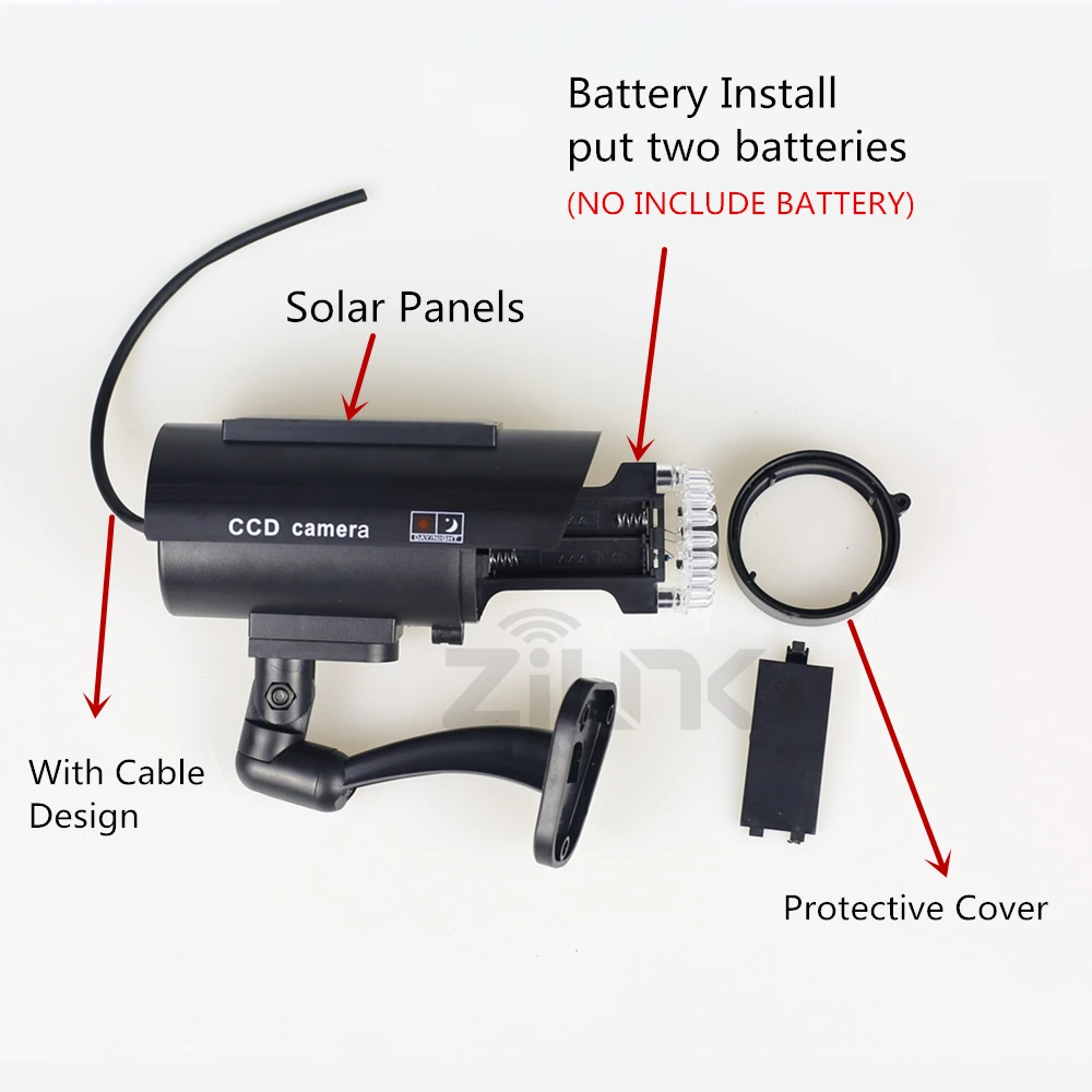 

Solar Power Dummy Camera Security Waterproof Fake Camera Outdoor Indoor Bullet LED Light Monitor CCTV Surveillance Camera