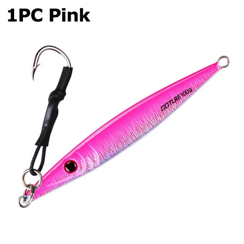 1pc Pink Goture рыболовные приманки для моря, металлический джиг 80 г/100 г/150 г, свинцовая Рыбная ложка, вертикальная приманка для джига, приманка с крюком, воблеры для рыбалки - Цвет: 1pc Pink