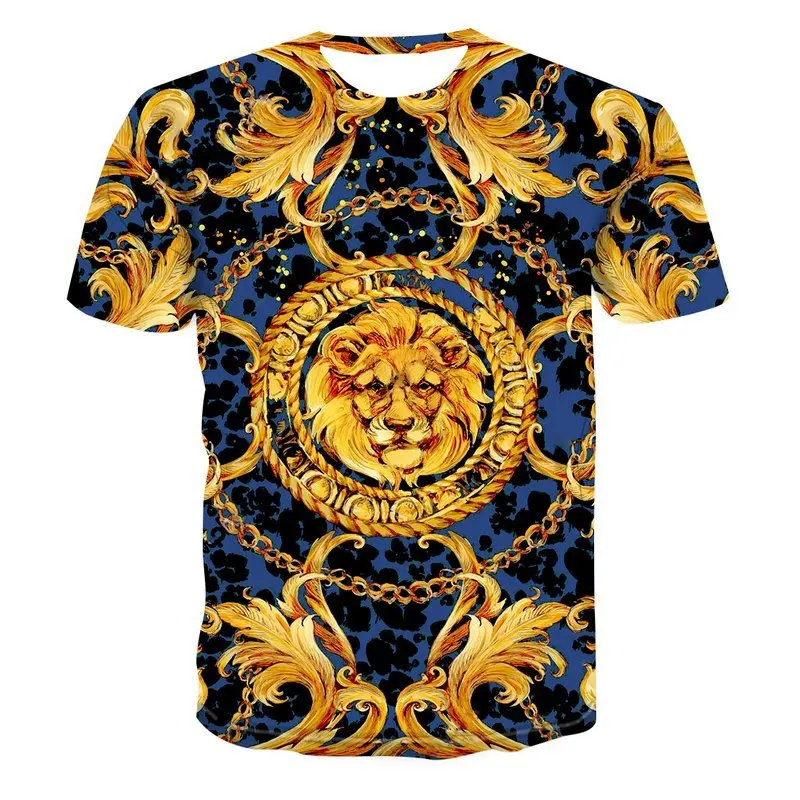 2021 New Fashion Men's 3d T-shirt Summer Casual Ethnic Style Printing 3d T-shirt Hip-hop Street Men's Short-sleeved Shirt