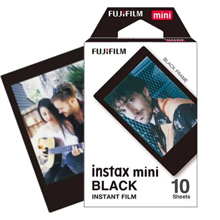 10-200 sheets Fujifilm instax mini 9 film white/Color Edge 3 Inch wide film for Instant Camera mini 8 7s 25 50s 90 Photo paper - Color: Black Film 10 Sheets