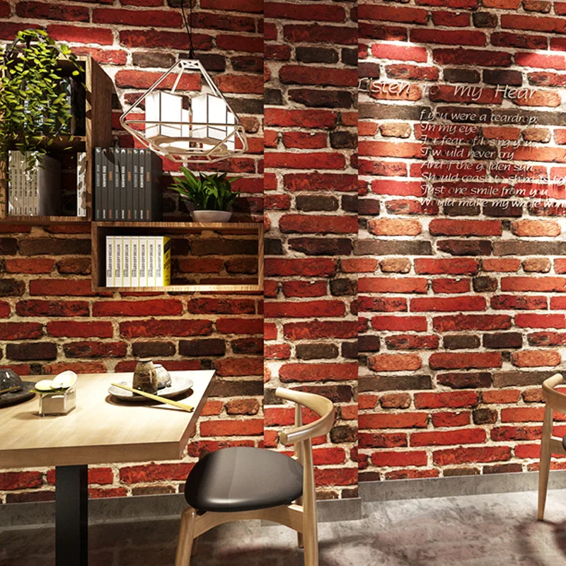 Винтажная промышленная кирпичная 3d настенная бумага Парикмахерская Салон