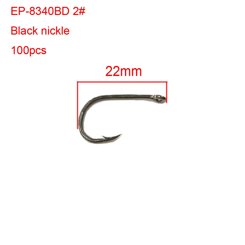 

100pcs Eupheng EP-8340BD Carp fly рыболовные крючки черные Nickle L