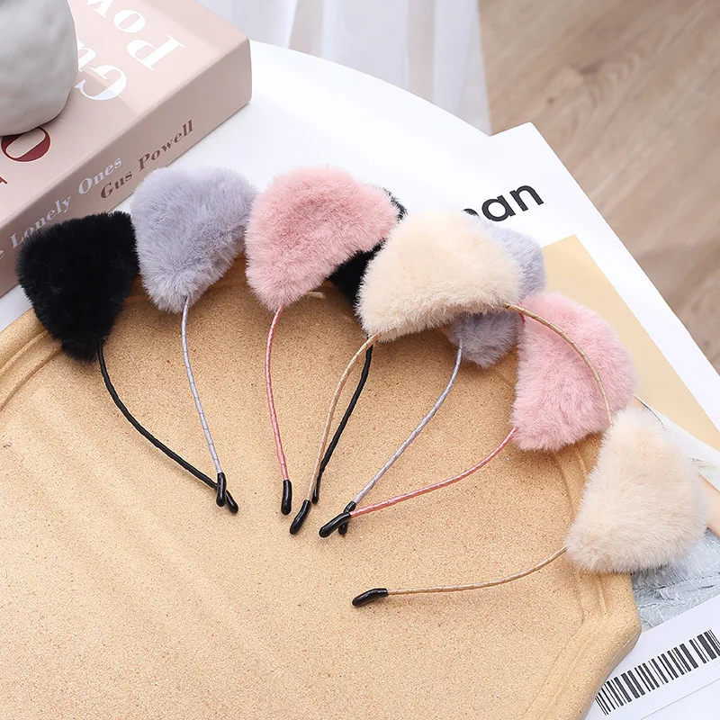 

Plush Hairband Headband Women Girls Hair Hoop Sweet Cat Ears Head Bands Fashion Hair Bezel Balls Party Make up Hair Accessories