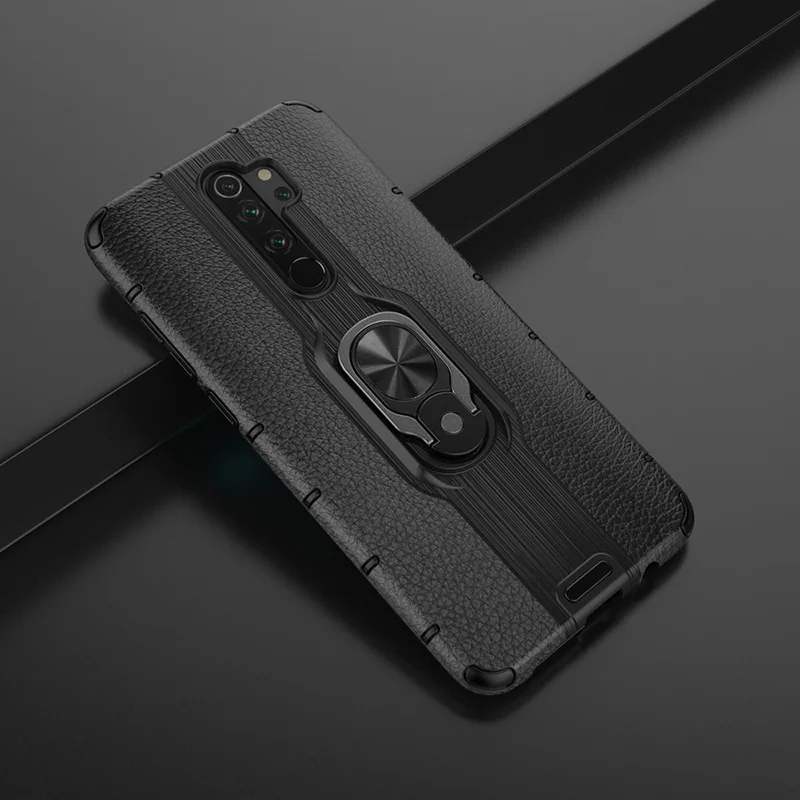 Черный Чехол для Xiaomi Redmi Note 8 Pro, чехол, металлическое кольцо, держатель, чехол, ударопрочный защитный бампер для Redmi Note 8, Note8 Pro, чехол с кольцом - Цвет: Черный