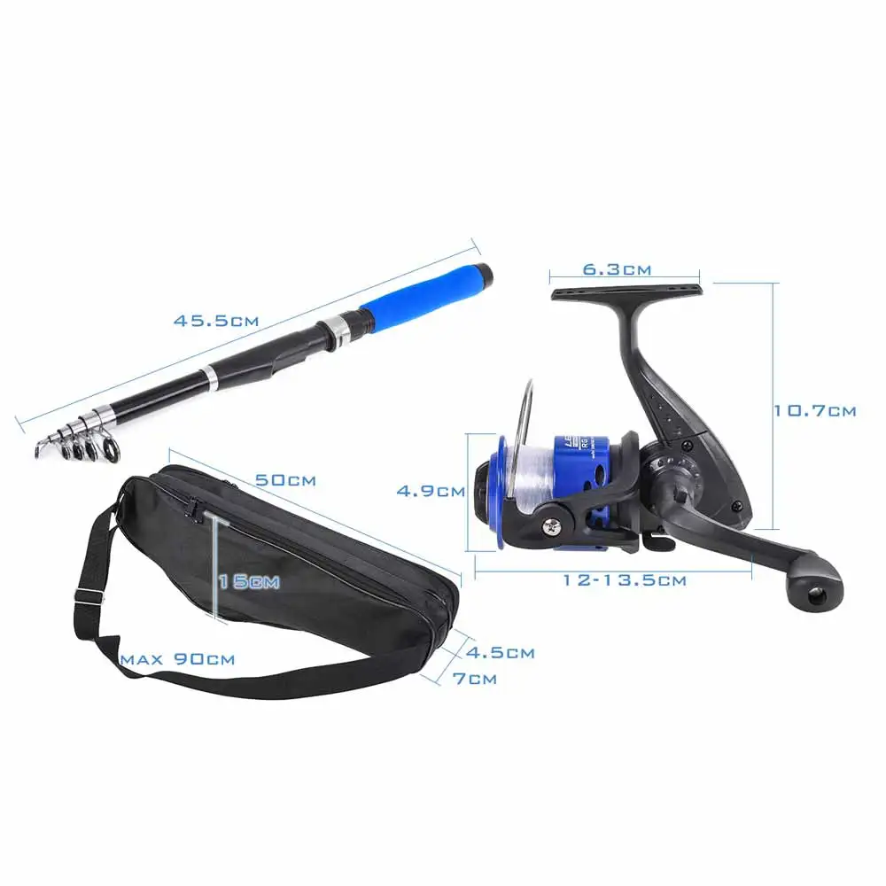

LEO Fishing Rod Full Kits with Telescopic Fishing Pole and Spinning Reel Baits Hooks for Adults Travel