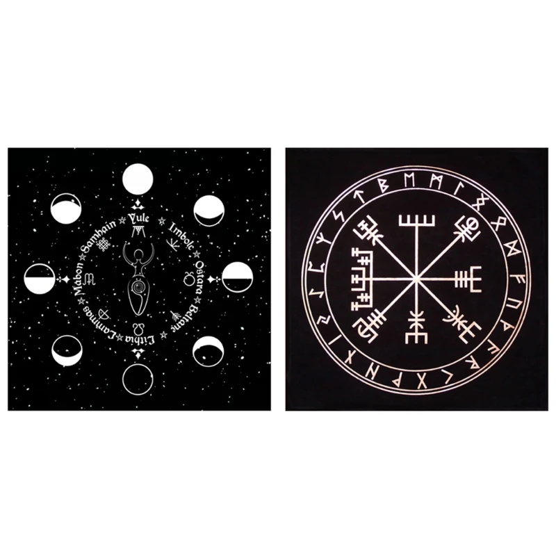 

H8WC Square Pendulum Divination Tablecloth Tarots Card Pad Runes Altar Table Cloth