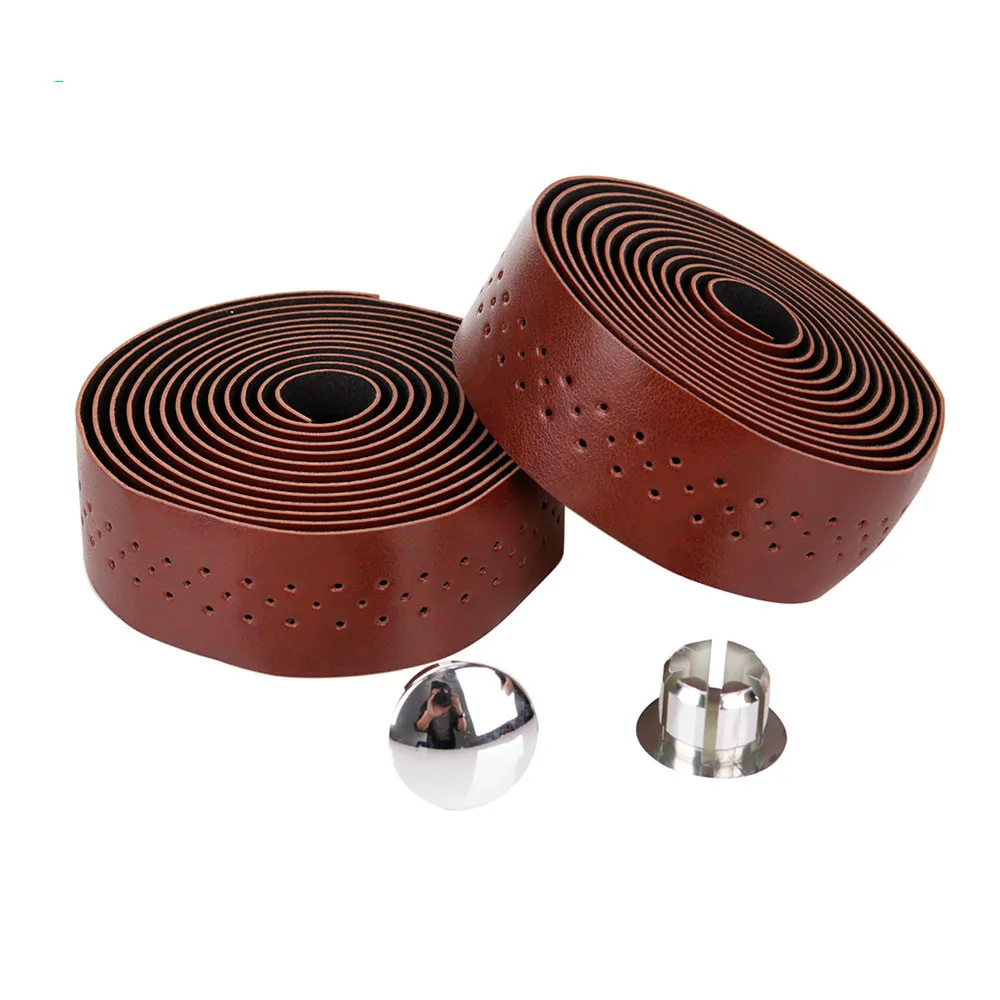 

2 Rolls of New Retro bicycle Road Bike Sports Cork Handlebar Tape+ 2 Bar plug (Retro Brown) There Are holes