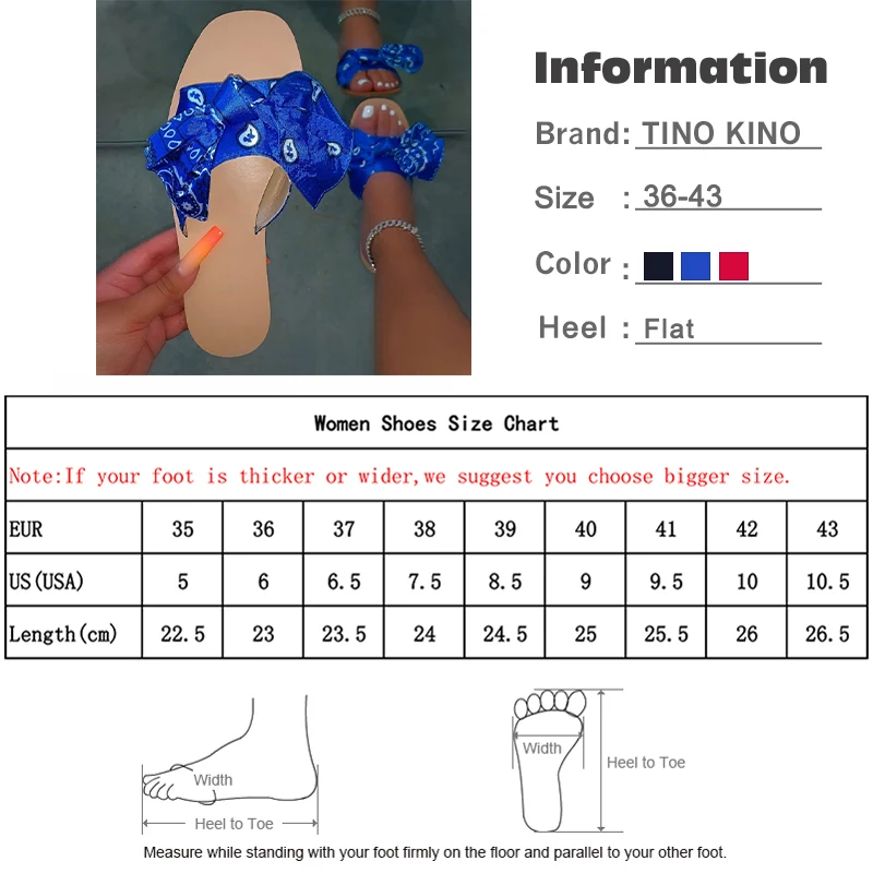

Female Slippers Women's Shoes Large Size Ladies Slides Bow-knot Printed Flat Sandals Non-slip Beach Woman Shoes Summer New 2021
