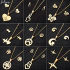 Jisensp модные ювелирные изделия с бабочкой ожерелье серьги для женщин девушек из нержавеющей стали ожерелья с милым сердцебиением Подвески Аксессуары