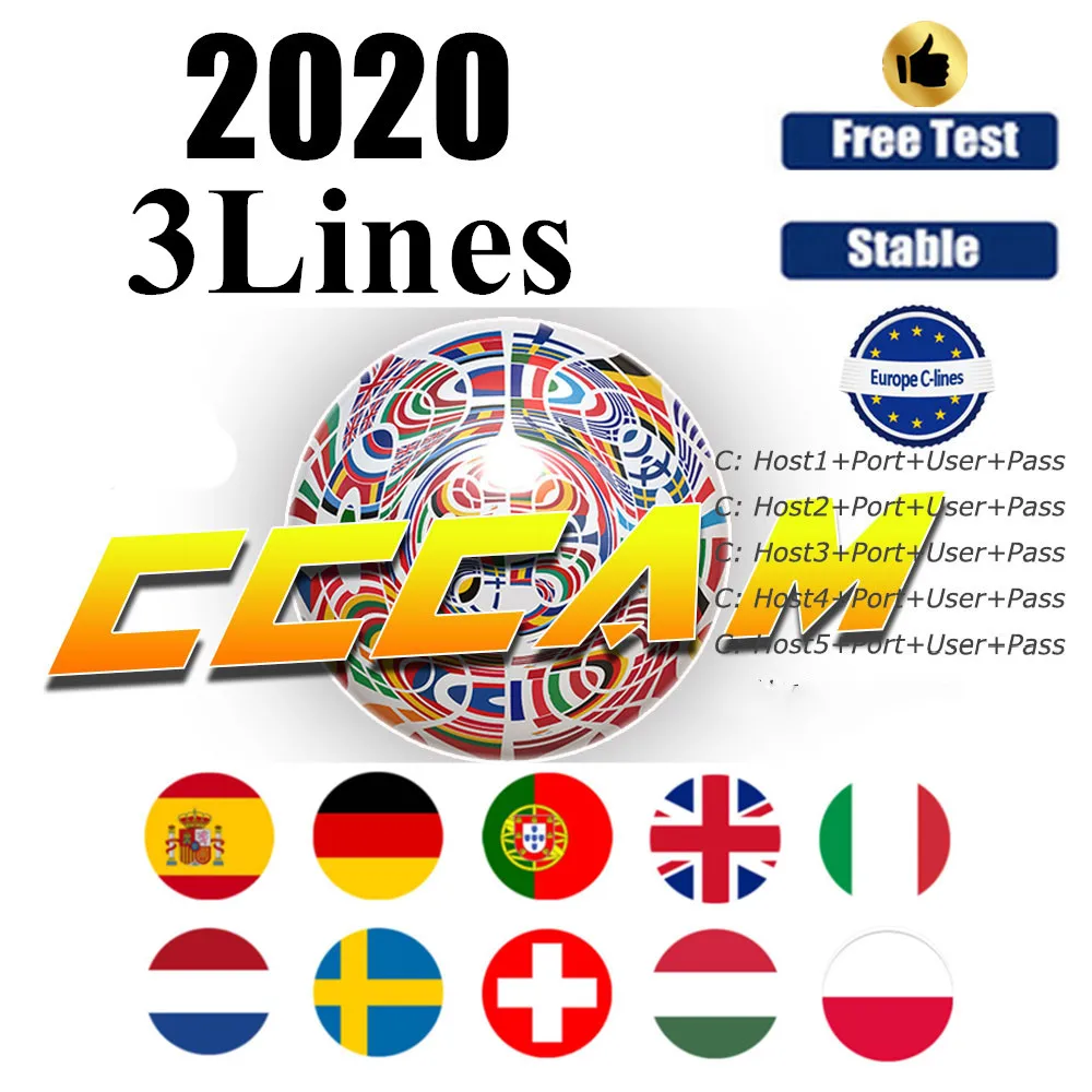 

cccam 3/4/5/6/7/8 lines for Europe Spain Germany Portugal Poland Stable Receptois com patible with speaker satellite TV DVB-S2