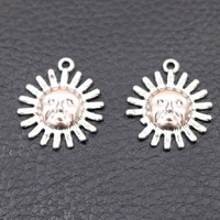 30pcs silver plated cartoon sun pendants hip hop earrings necklace metal accessories diy charms jewelry crafts findings 2219mm