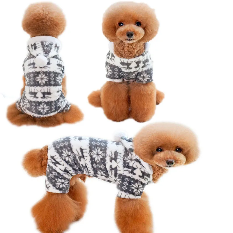 

Fleece Warm Dog Pajamas Pet Clothes For Small Dog Soft Velvet Adorable Deer/Heart/Leopard Print Coat Dog Cat Jumpsuit Hooded PJS