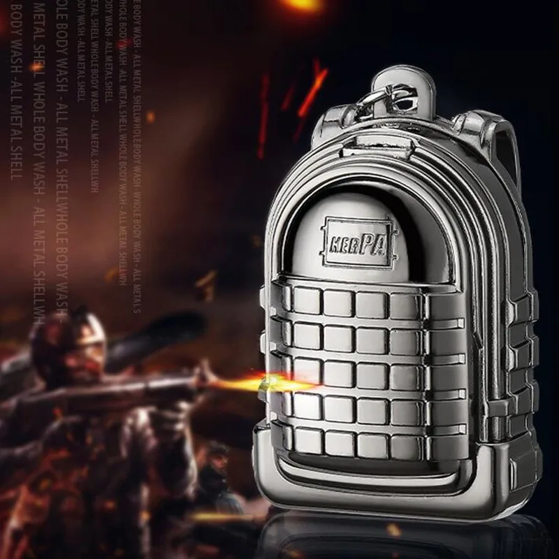 New USB charging Cigarette lighter Windproof flameless Electronic lighters Keychain Chicken game backpack lighter