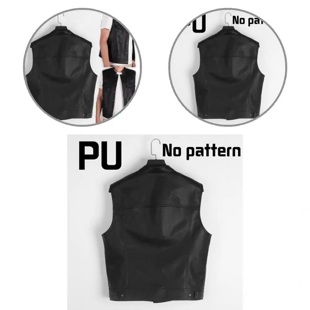 

Wear Resistant Outdoor Pockets Windproof Jacket Vest Faux Leather Waistcoat Pockets Male Clothes
