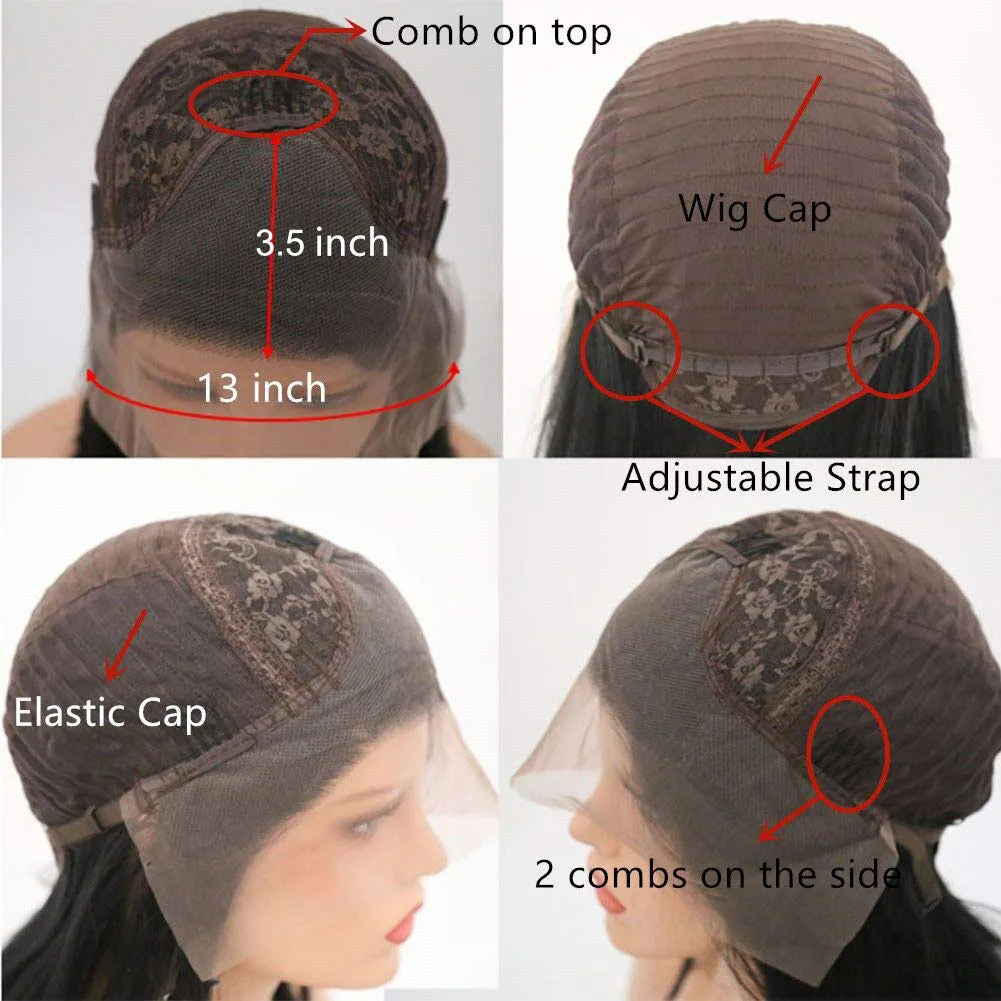 

RONGDUOYI Long Hair Pink Wig High Temperature Fiber Synthetic Lace Front Wigs for Women Free Part Natural Wave Wig Cosplay Wigs