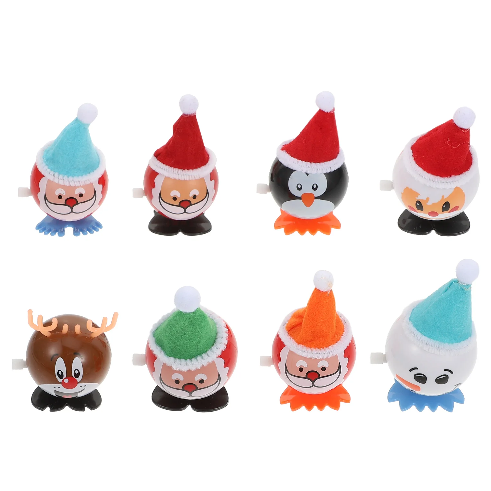 

8PCS Festive Santa Claus Wind-up Plaything Classic Xmas Elements Fun Xmas