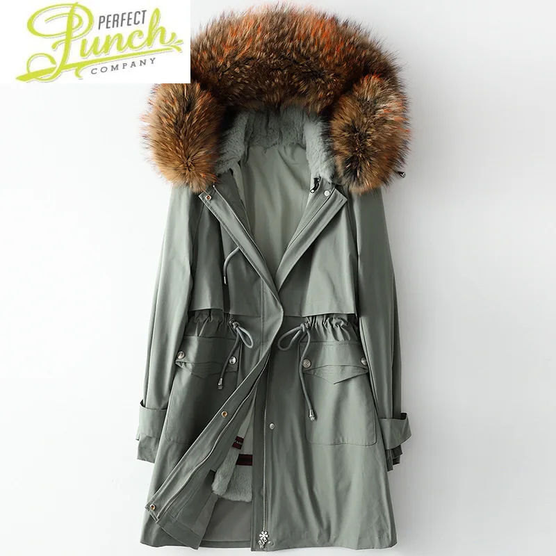 Парка женская на съемной кроличьей подкладке теплая куртка с воротником из меха