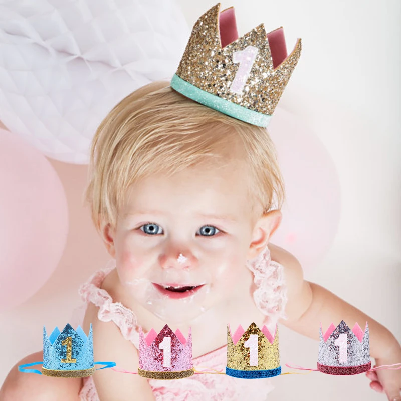 Декор на 1 й день рождения поставка серебряных шапок в виде короны детские шапки