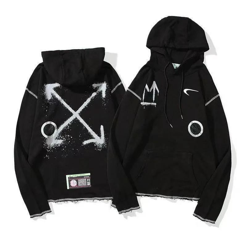 

2021 New Men's and Women's Hooded Sweatshirt Fall/Winter Splashing Ink Arrow Pullover Hooded Loose Hoodie OW