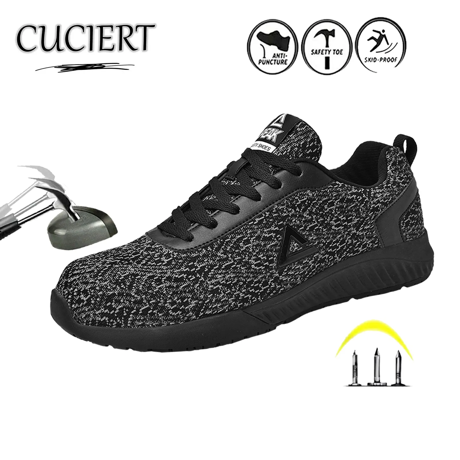 

Men Work Boots Breathable Outdoor Sports Shoe Wear-resistant Non-slip Protective Shoes Indestructible Steel-toed Shoes Male Boot