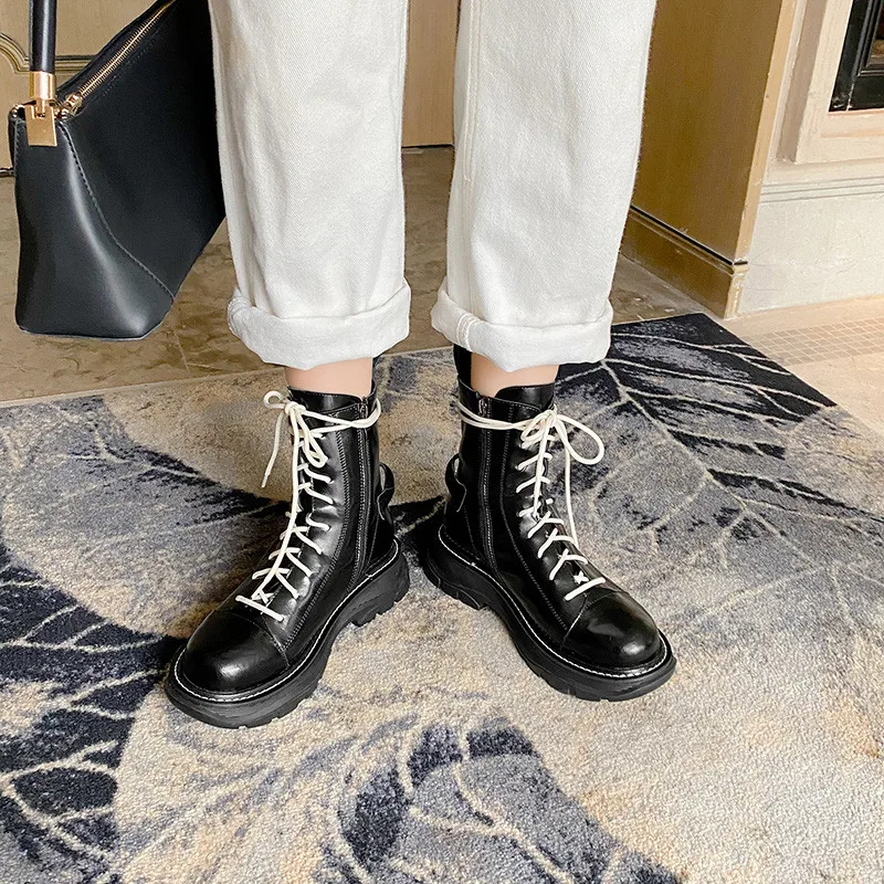 

MEMUNIA 2021 Newest Genuine Leather Winter Shoes Women Ankle Boots Round Toe Warm Low Heel Casual Shoes Women Snow Boots