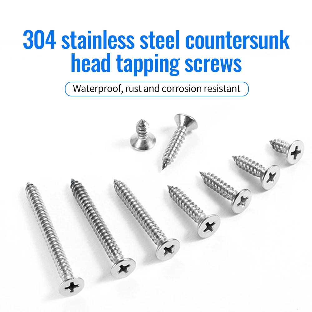 

50 шт., M3 M4 M5 M6 304, нержавеющая сталь, водонепроницаемый, антикоррозийный, поперечное углубление, потайная плоская головка, резьбовые винты, де...