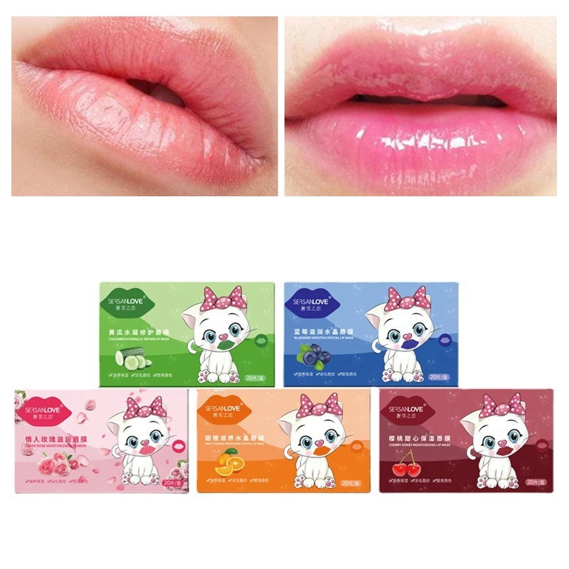 

20Pcs/Box Hydrating Moisturizing Lips Care Crystal Collagen Lip Mask Remove Lips Lines Repair Smoothing Lip Patches Gel Pads