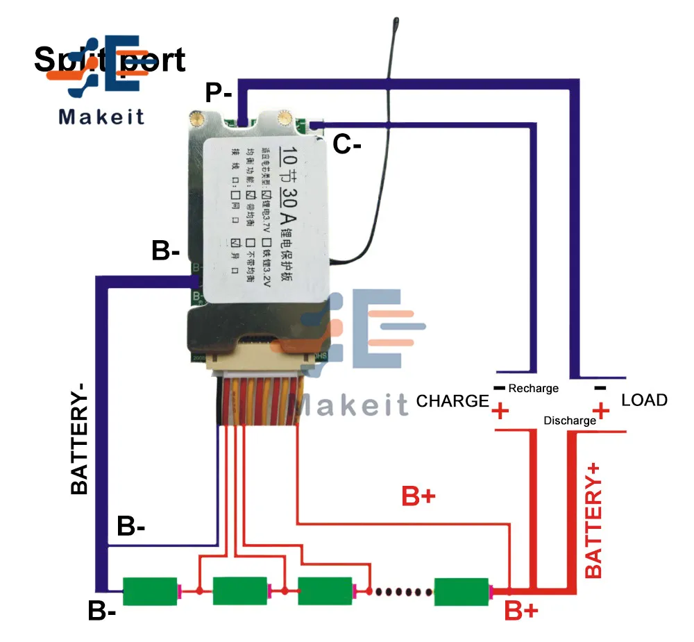 10S 36V 30A Lithium Battery Charge Board BMS PCB 18650 Balanced Protection Li-ion Cell Balancer for Electric Car | Электронные
