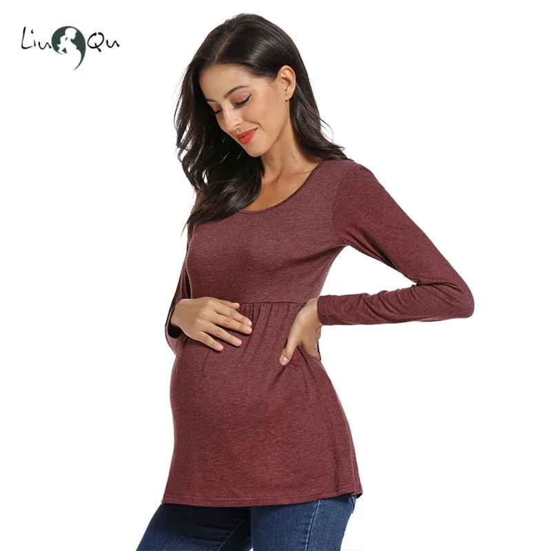 Женские блузки для беременных рубашки с длинным рукавом повседневная одежда