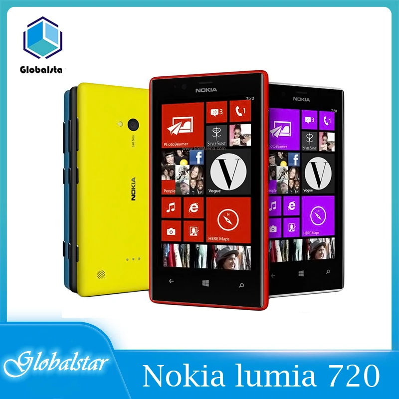 

Nokia Lumia 720 refurbished Original moblie phones Unlocked Windows Phone 8 Dual-core 1.0 GHz Camera 6.7MP ROM 8GB 4.3" IPS 3G