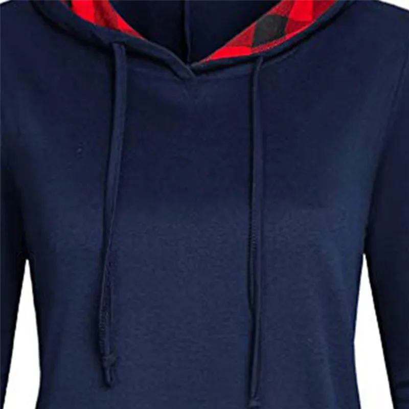 Новинка женская клетчатая рубашка с капюшоном диагональным воротником круглым