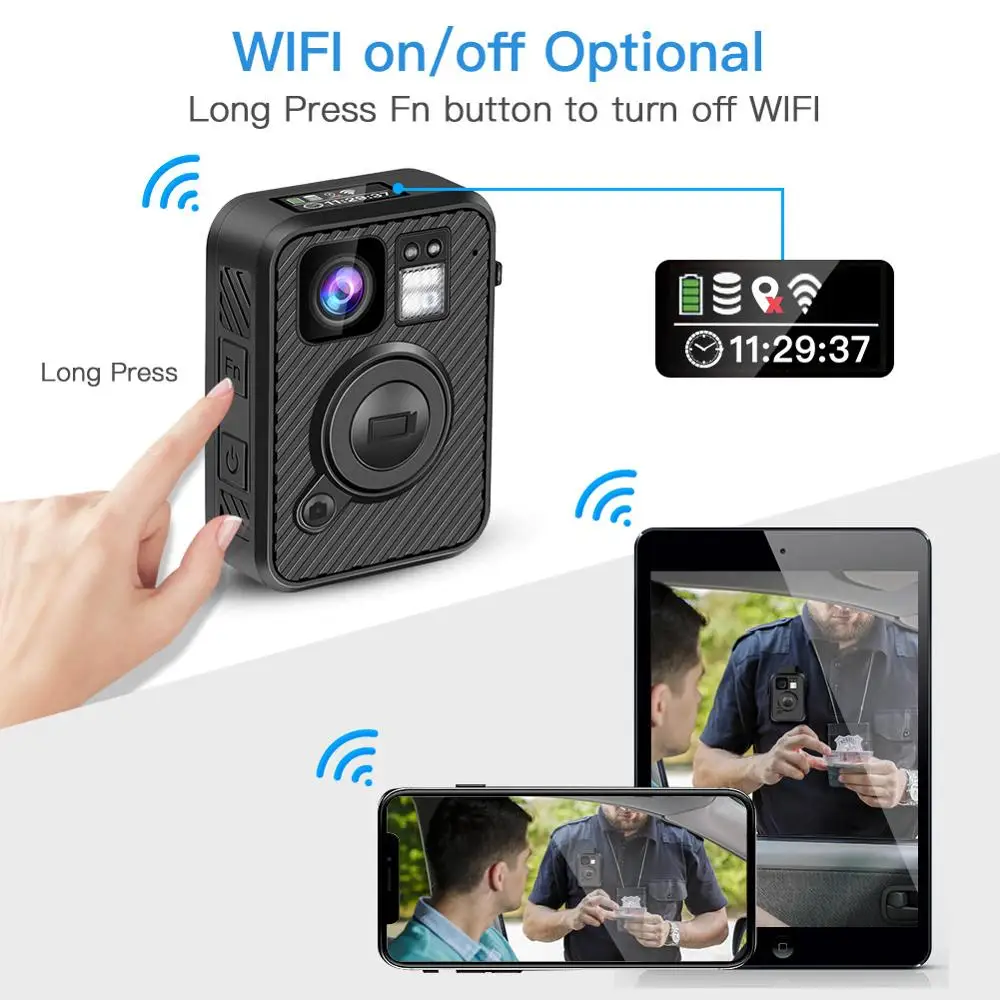 Полицейская камера BOBLOV с Wi Fi 64 ГБ телескопическая F1 1440P изношенная s для