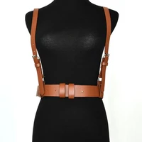 2021 sexy punk pu leather belts for women brown black slim body bondage cage sculpting harness waist belt straps suspenders belt