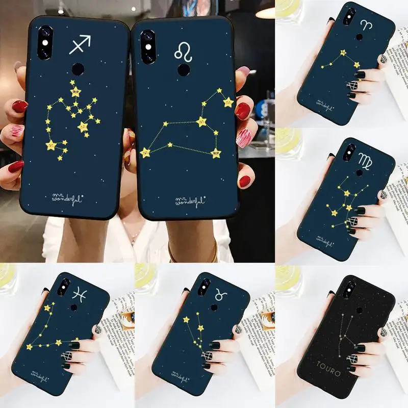 

12constellations zodiac signs Phone Case For Xiaomi Redmi Note 4 4x 5 6 7 8 pro S2 PLUS 6A PRO