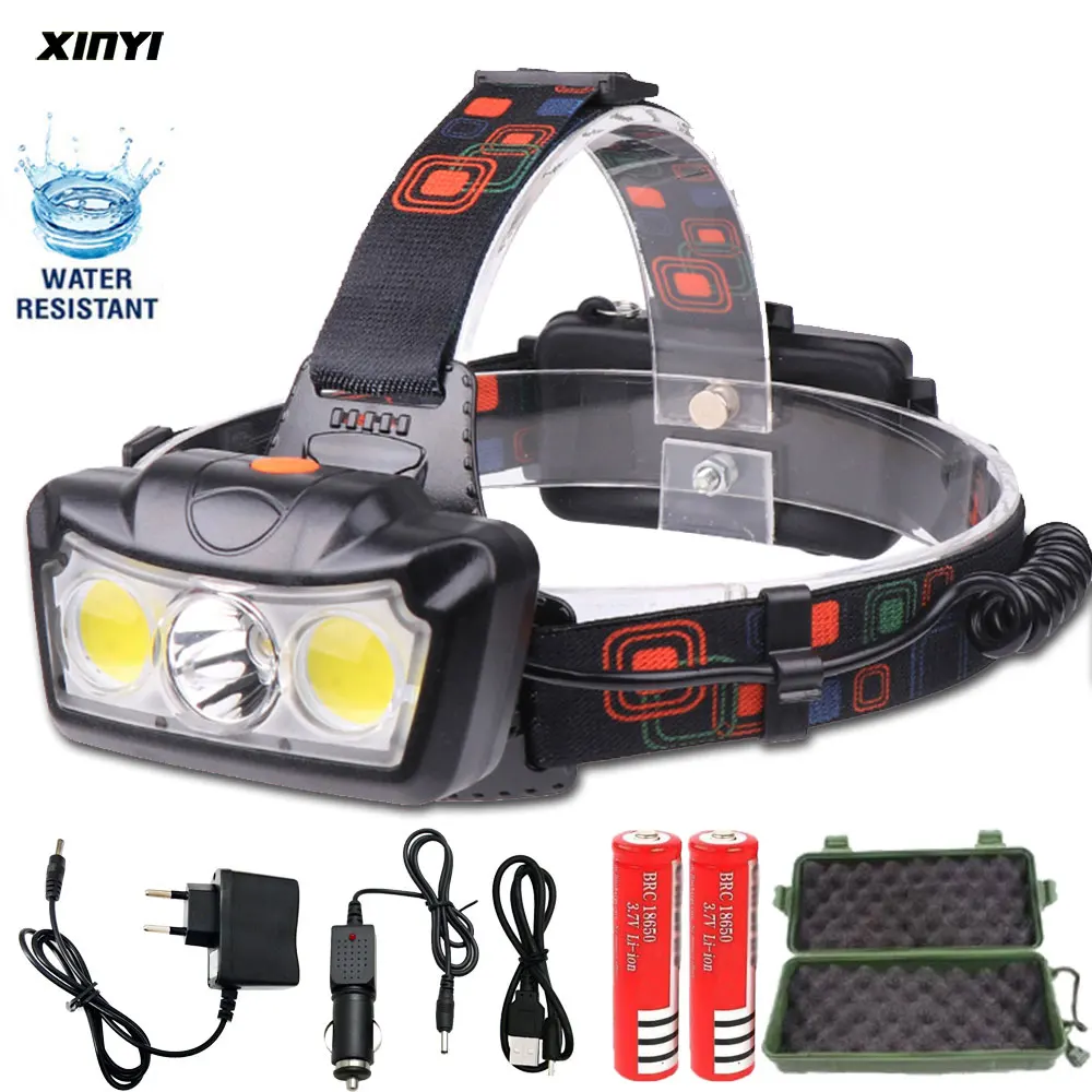 

30000LM LED Headlamp T6+2*COB LED Headlight Head Lamp Flashlight Torch Lanterna head light Use 2*18650 batteryDropshipping