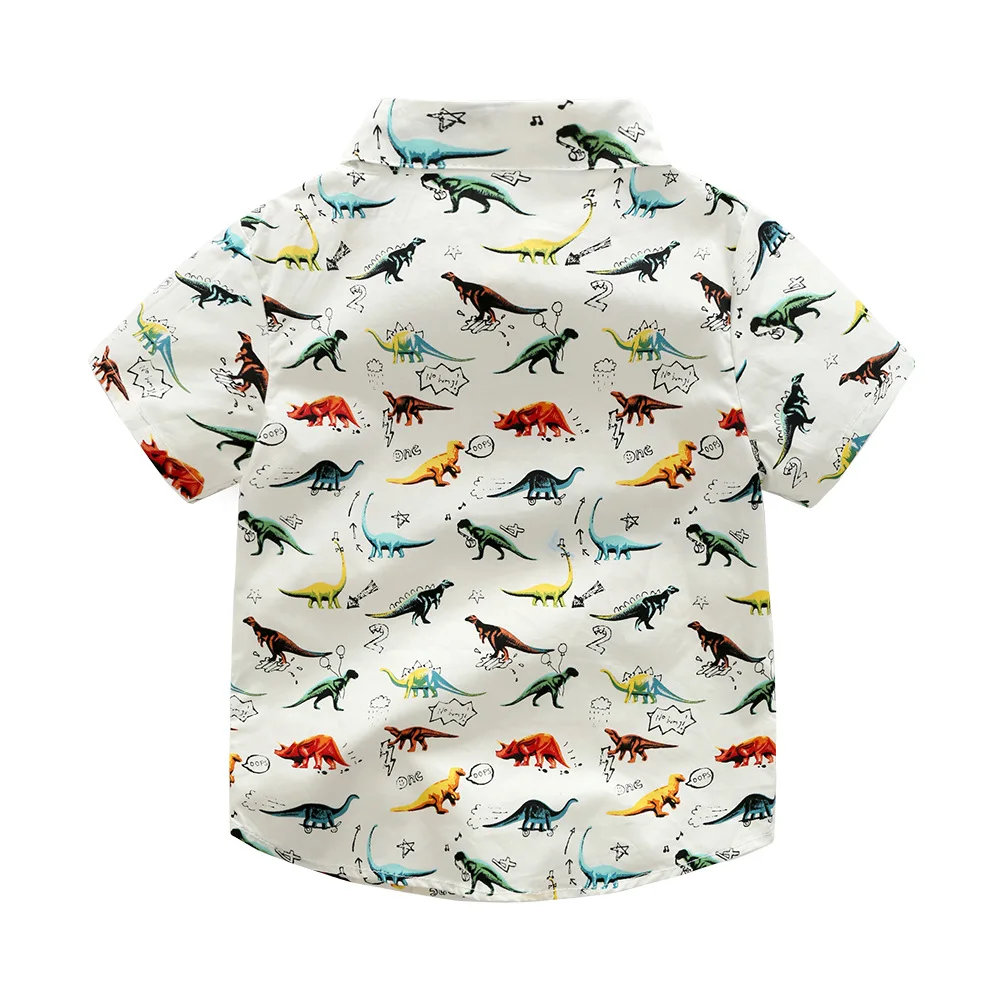 Новая детская рубашка с короткими рукавами для мальчиков модная повседневная