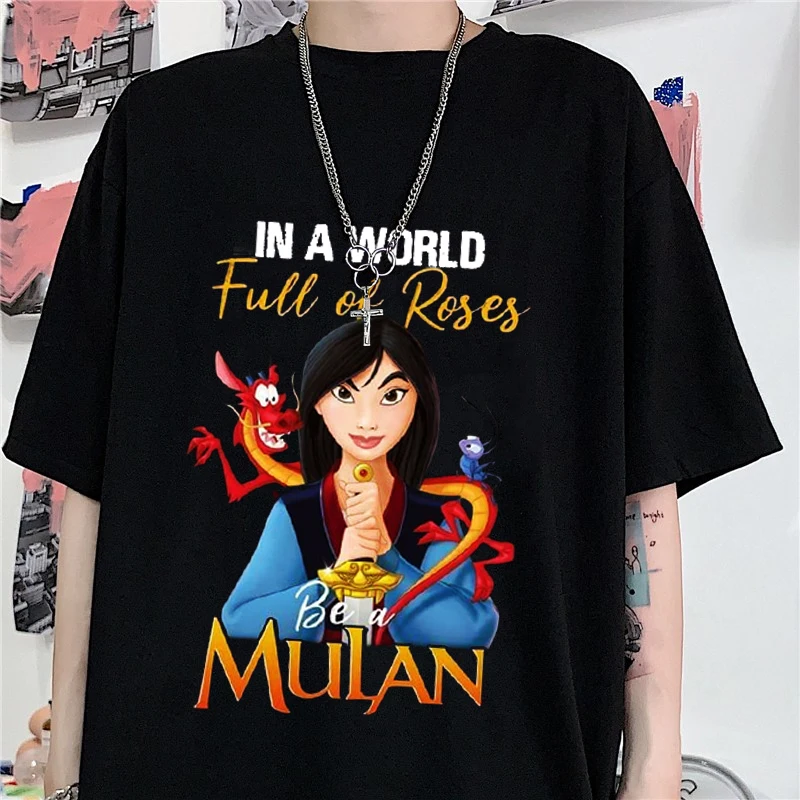 Женская уличная футболка Disney с коротким рукавом топ муланом в стиле Харадзюку