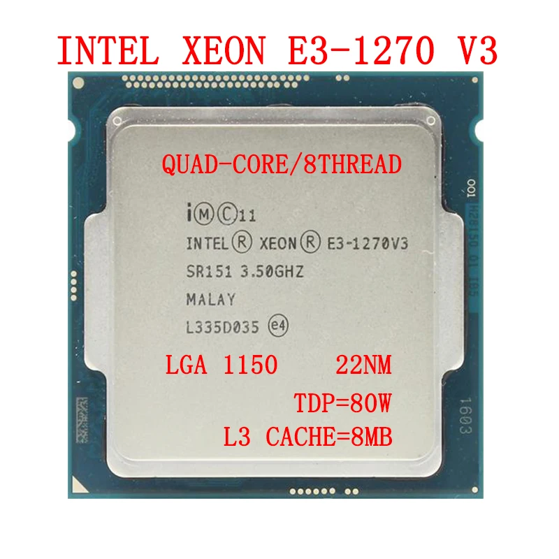 Процессор Intel Xeon E3 1270 V3 8 м Кэш 3 50 ГГц LGA1150 80 Вт 4 ядра e3 1270v3 Настольный