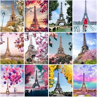 5d diy diamond painting eiffel tower full roundsquare drill mosaic diamond embroidery landscape rhinestone pictures home decor